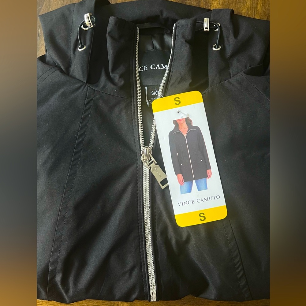Vince Camuto Women's Lightweight Water Resistant Rain Jacket Black Small